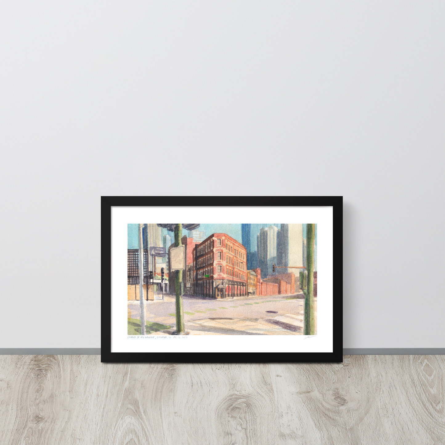 Grand & Milwaukee, Chicago | 18 in. x 12 in. | "Chicago Style" Framed Art Print