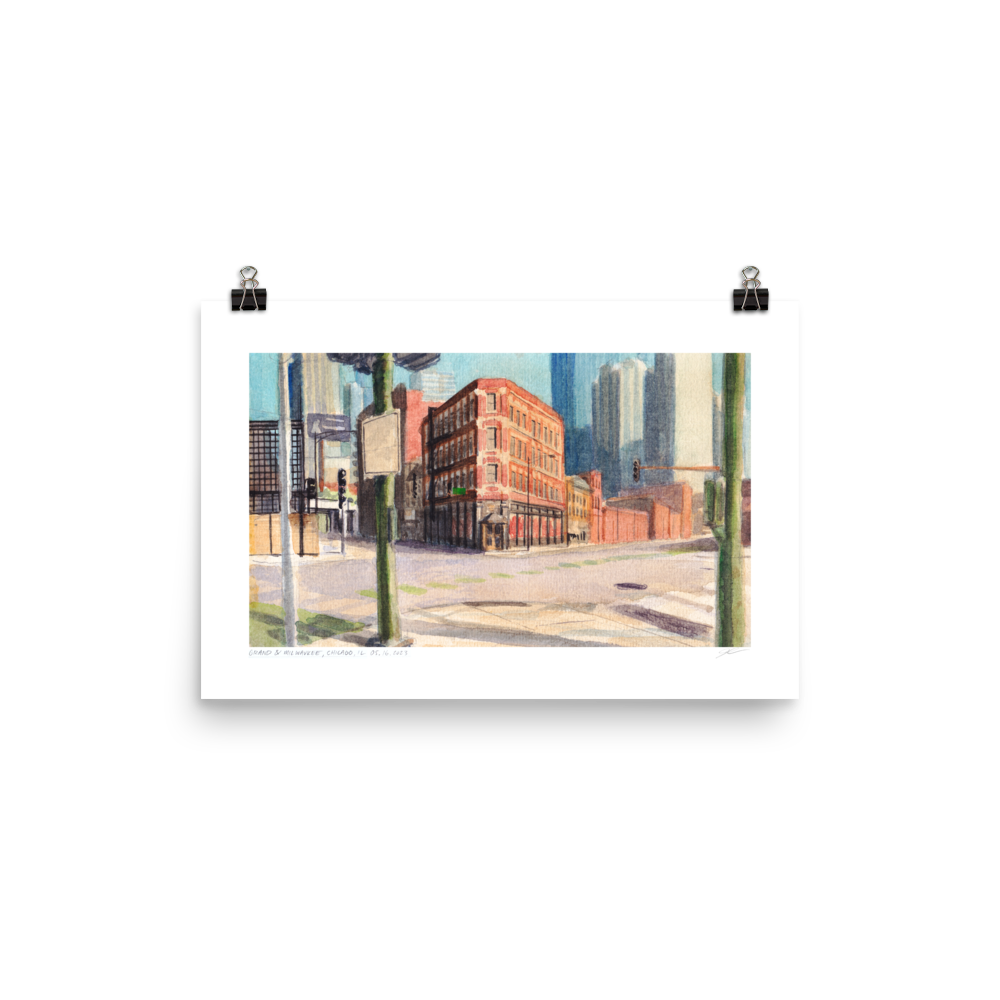 Grand & Milwaukee, Chicago | 18 in. x 12 in. | "Chicago Style" Art Print