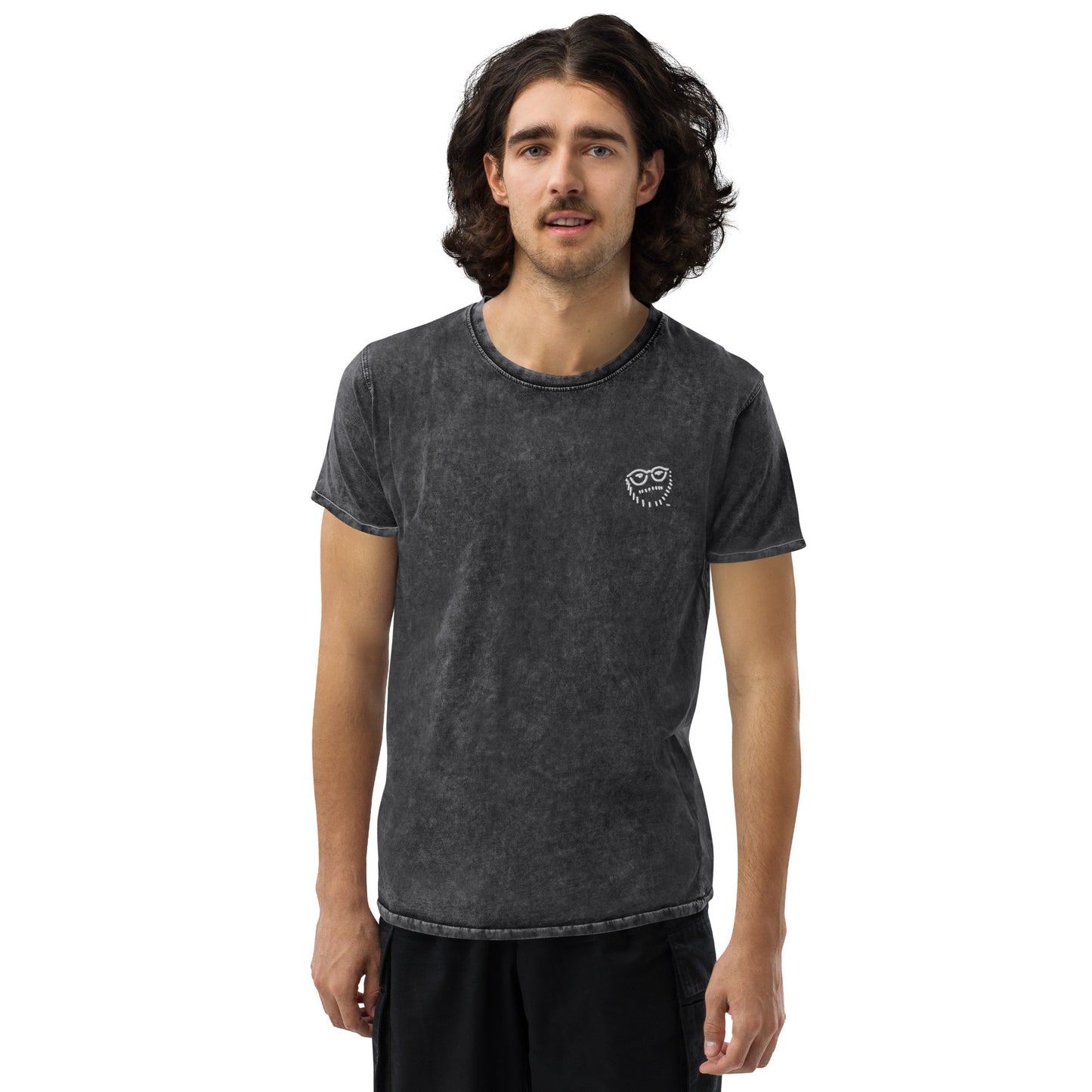 "Hipster Glyph" | Embroidered Denim T-Shirt | Limited Edition
