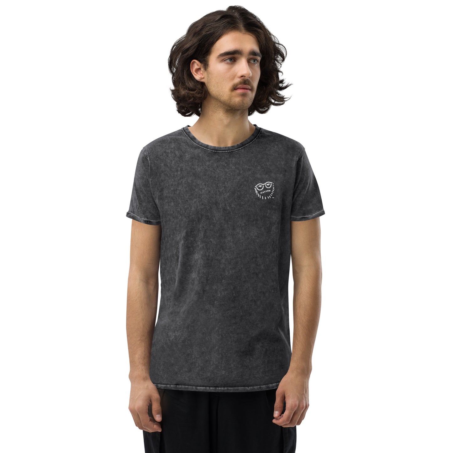 "Hipster Glyph" | Embroidered Denim T-Shirt | Limited Edition