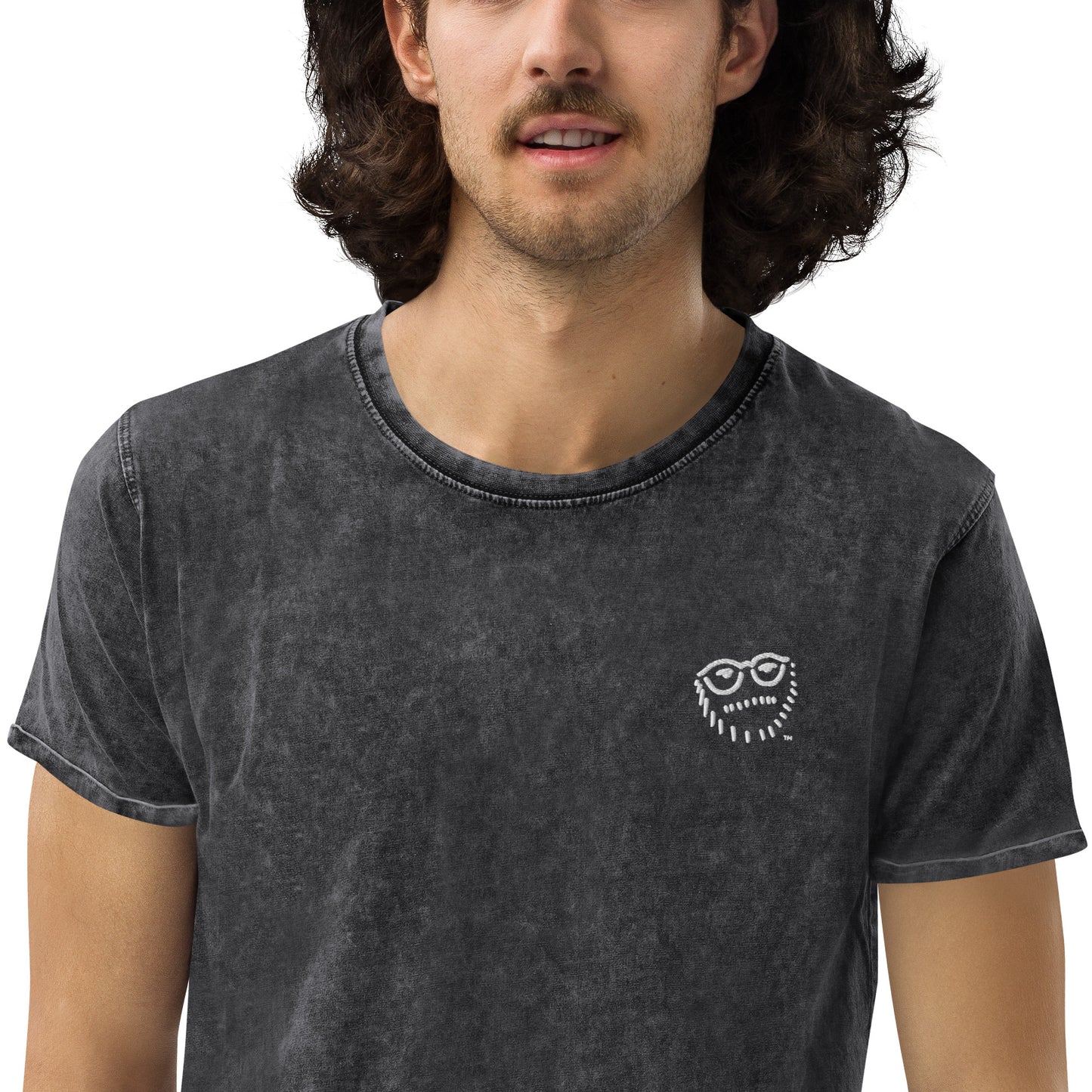 "Hipster Glyph" | Embroidered Denim T-Shirt | Limited Edition