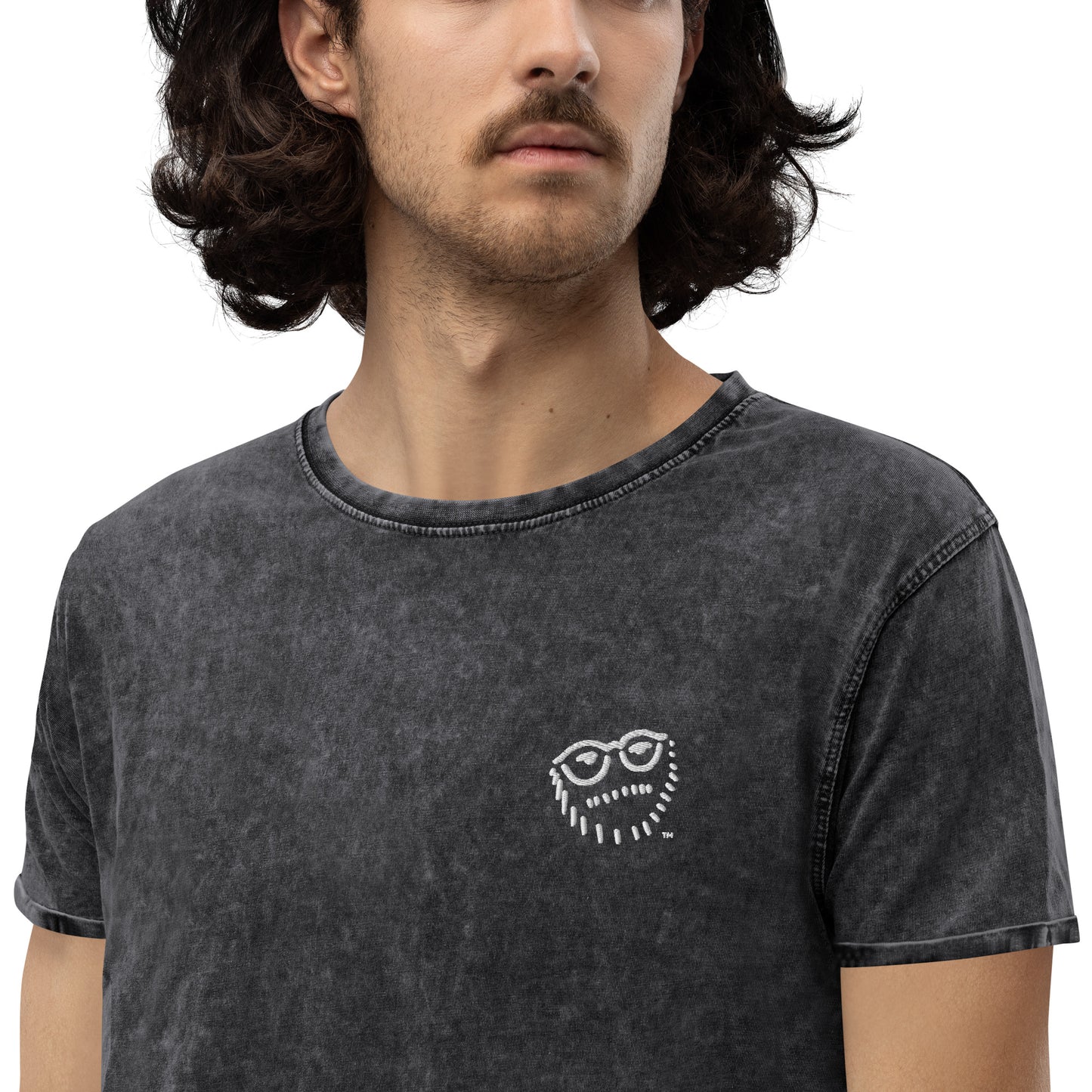 "Hipster Glyph" | Embroidered Denim T-Shirt | Limited Edition