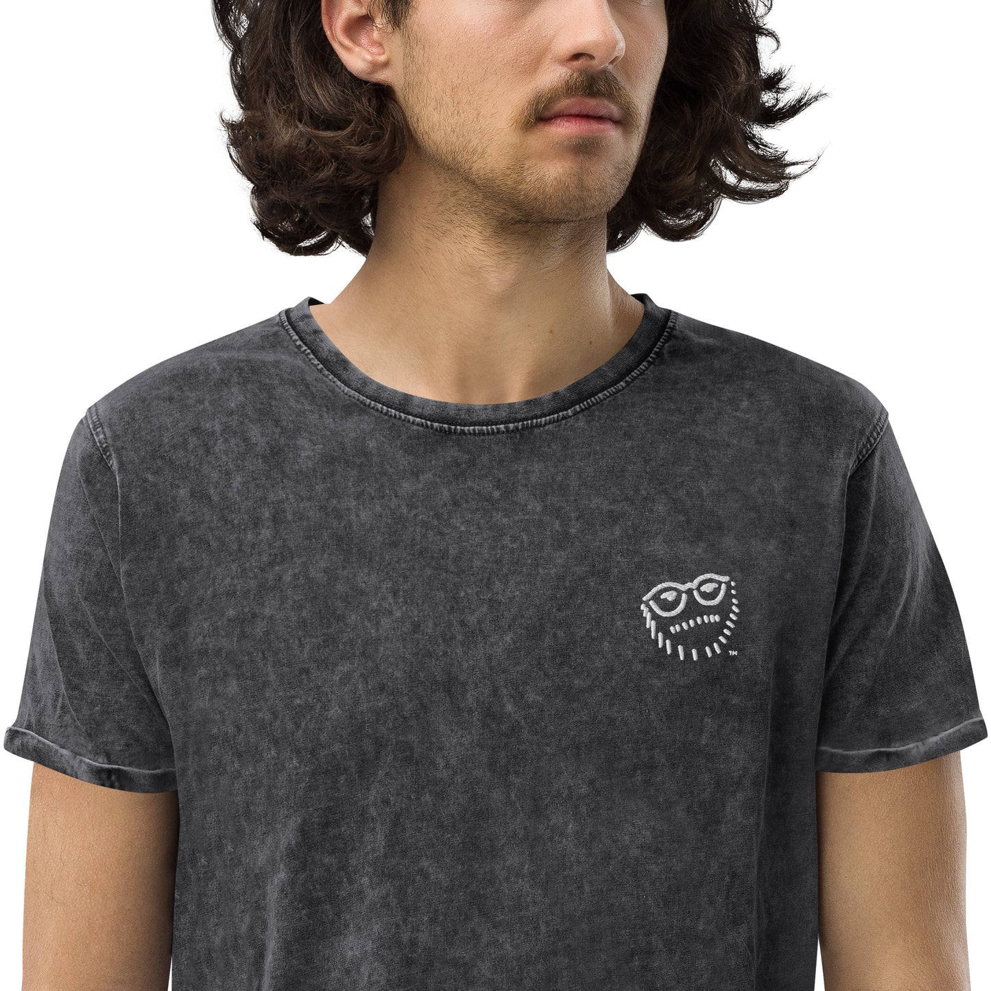 "Hipster Glyph" | Embroidered Denim T-Shirt | Limited Edition