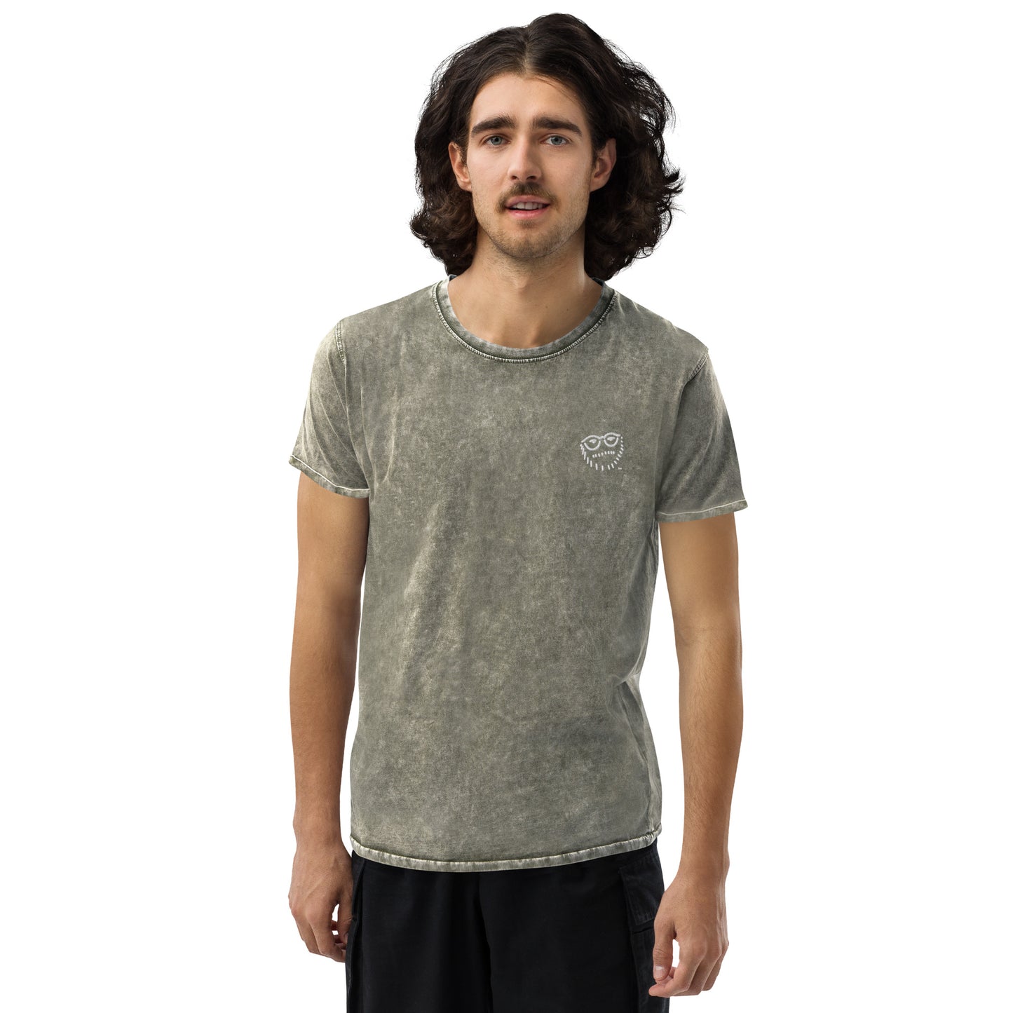 "Hipster Glyph" | Embroidered Denim T-Shirt | Limited Edition
