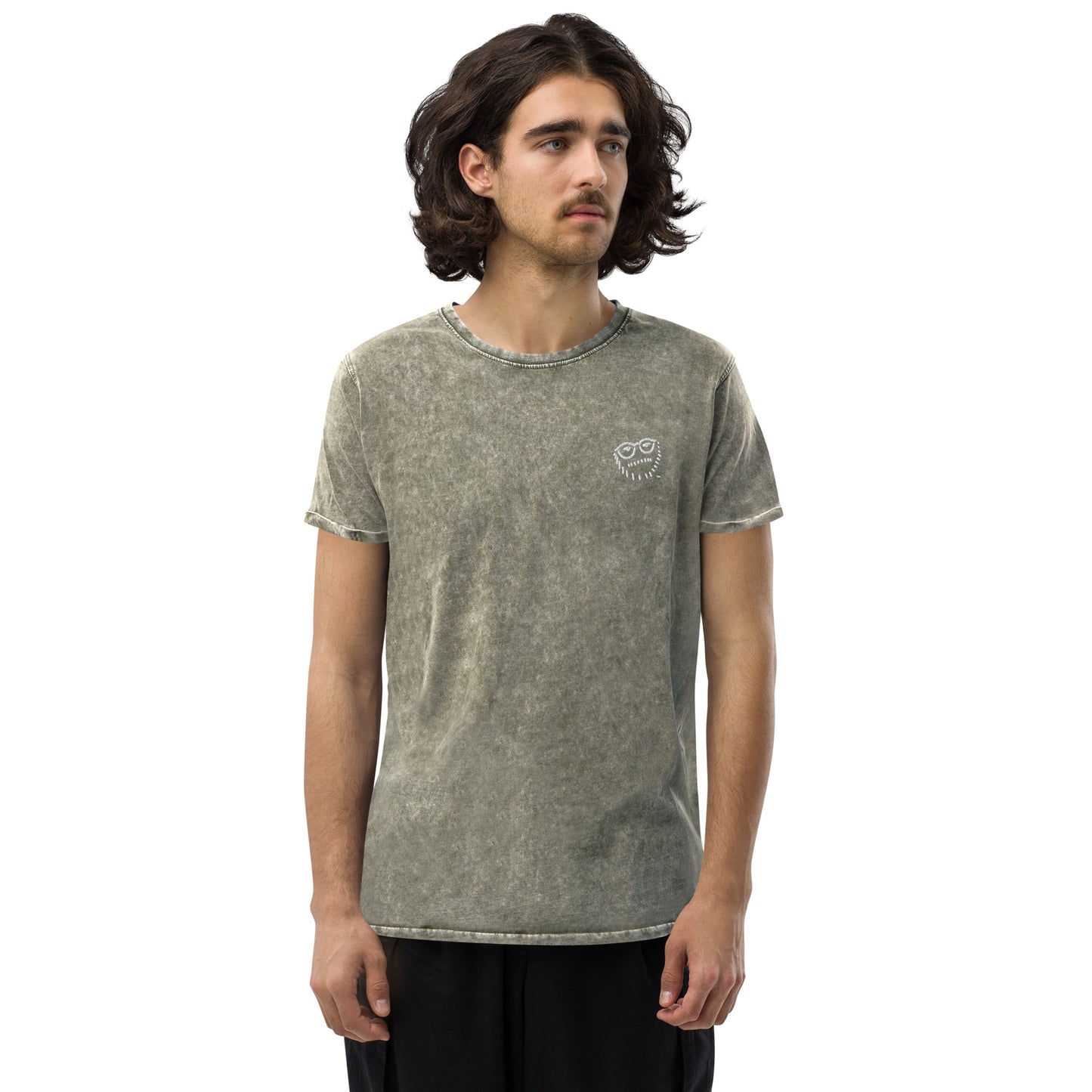 "Hipster Glyph" | Embroidered Denim T-Shirt | Limited Edition