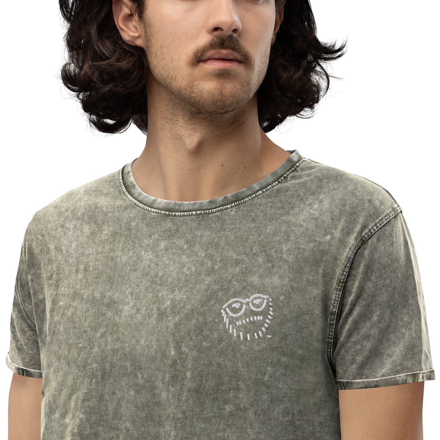"Hipster Glyph" | Embroidered Denim T-Shirt | Limited Edition
