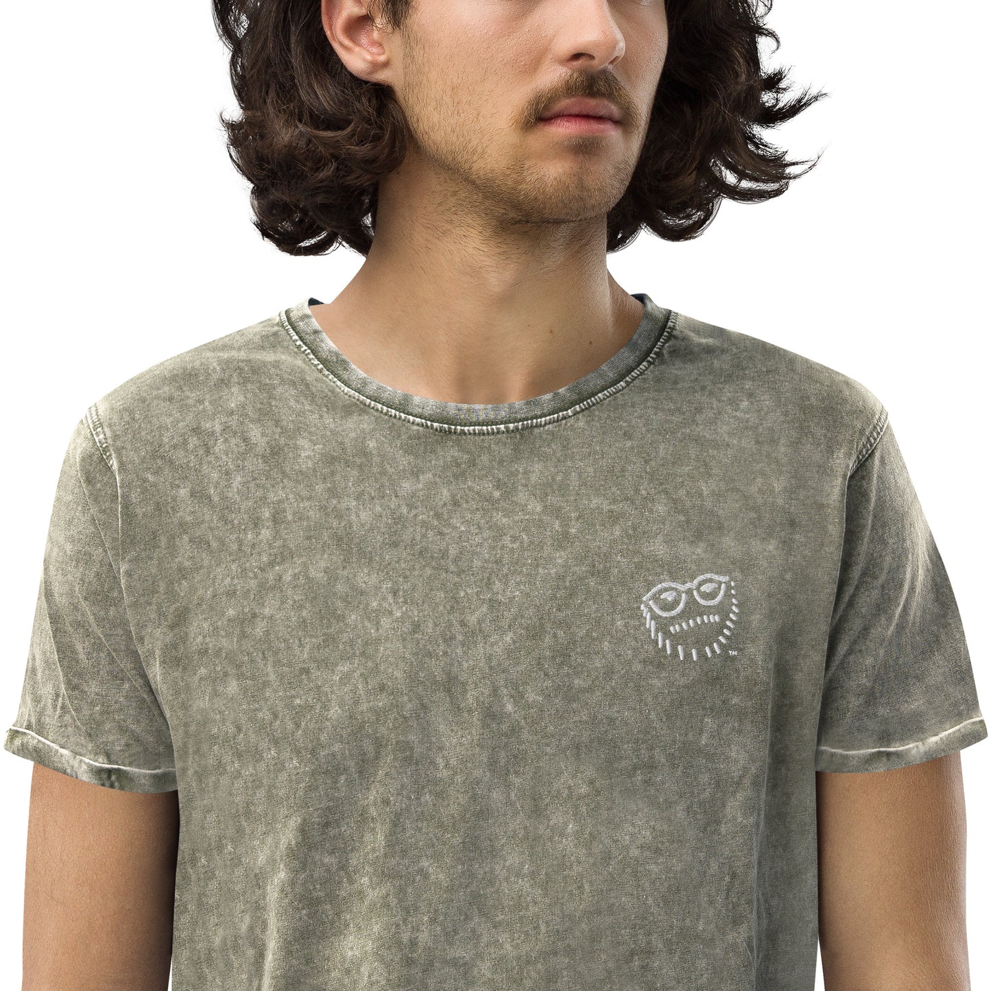 "Hipster Glyph" | Embroidered Denim T-Shirt | Limited Edition