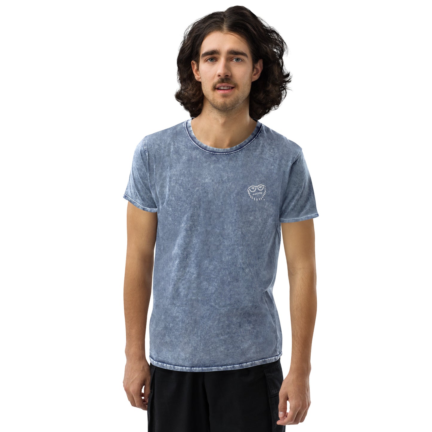"Hipster Glyph" | Embroidered Denim T-Shirt | Limited Edition