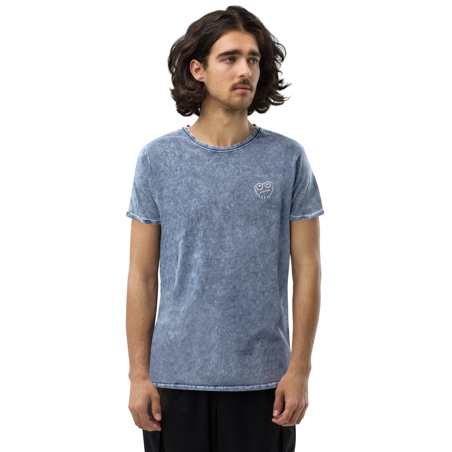 "Hipster Glyph" | Embroidered Denim T-Shirt | Limited Edition
