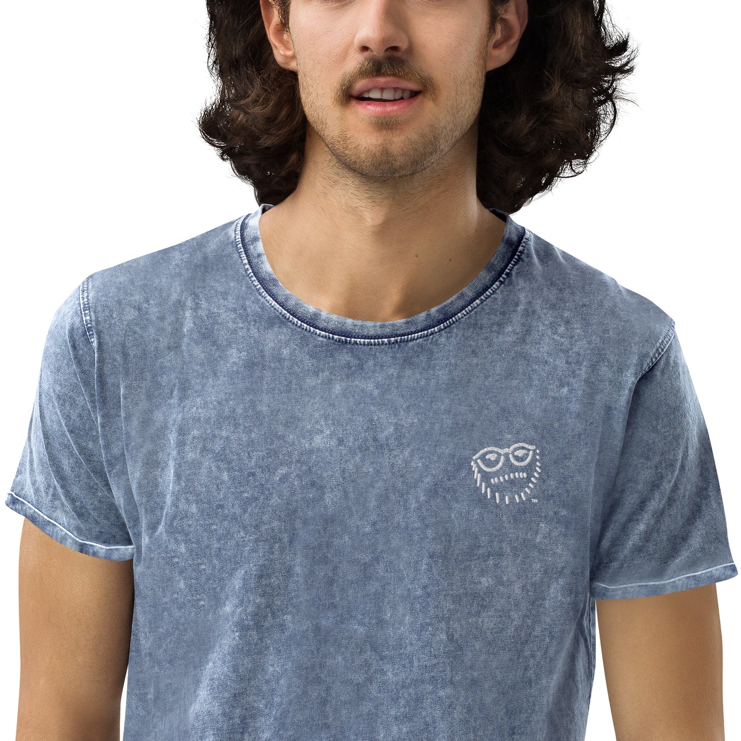 "Hipster Glyph" | Embroidered Denim T-Shirt | Limited Edition