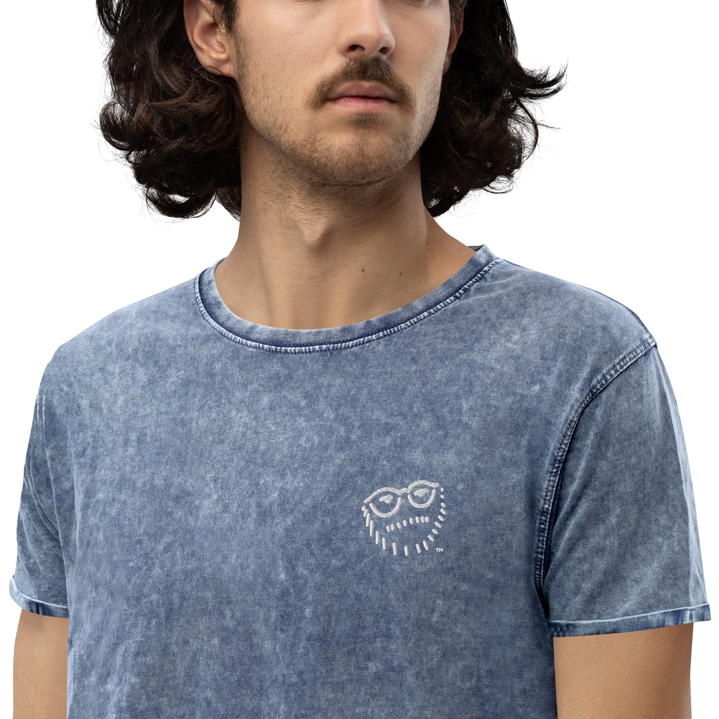"Hipster Glyph" | Embroidered Denim T-Shirt | Limited Edition