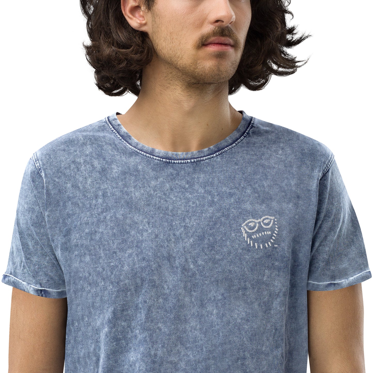 "Hipster Glyph" | Embroidered Denim T-Shirt | Limited Edition