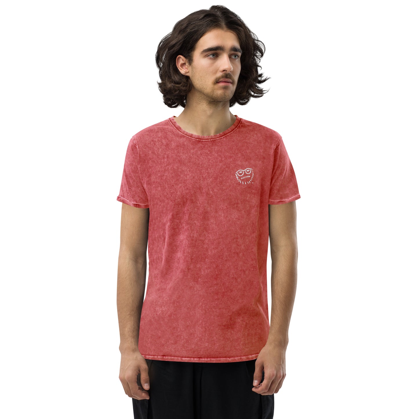"Hipster Glyph" | Embroidered Denim T-Shirt | Limited Edition