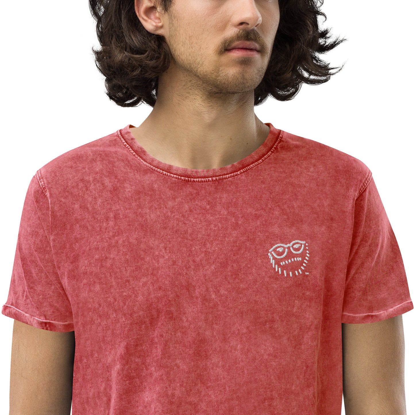 "Hipster Glyph" | Embroidered Denim T-Shirt | Limited Edition