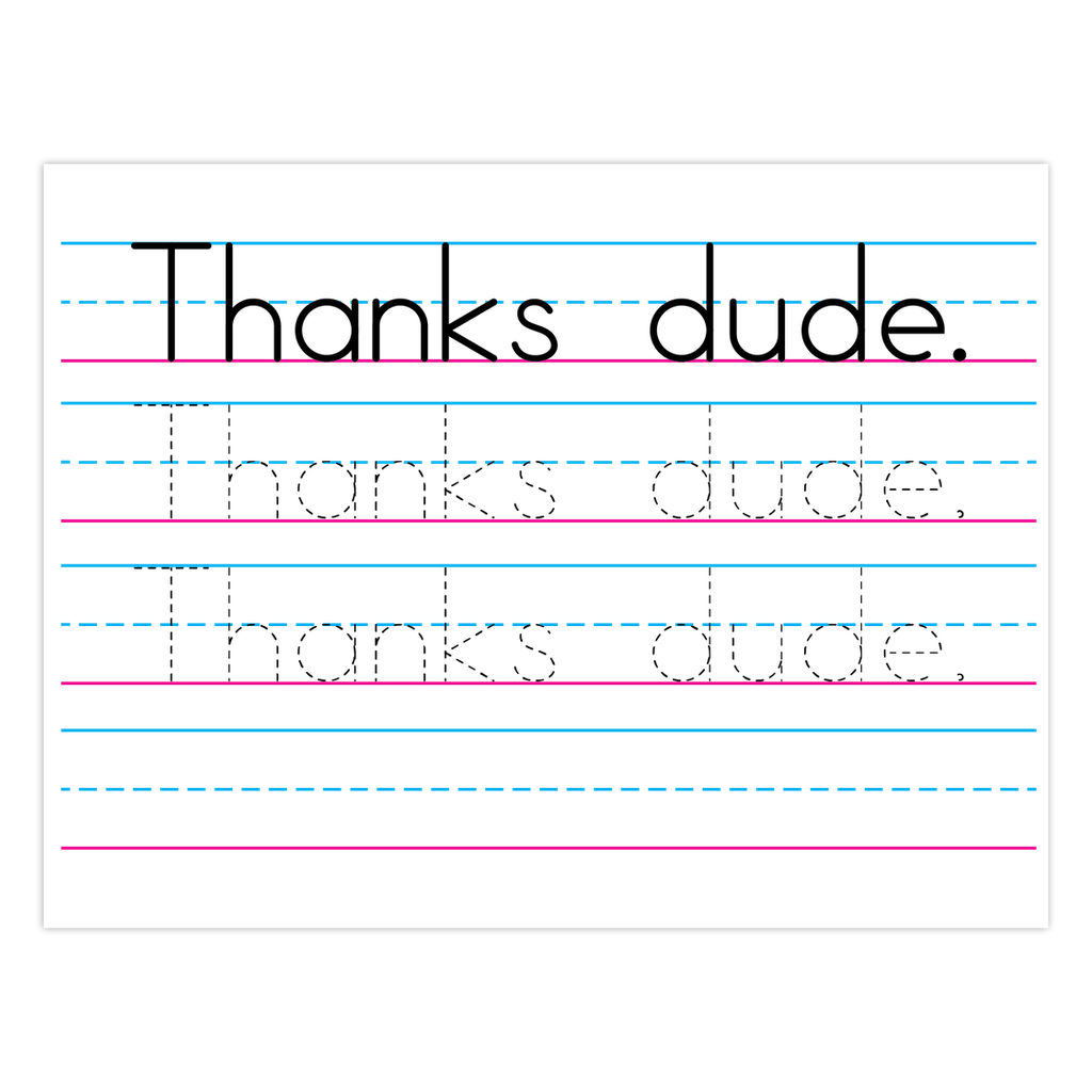 "Thanks dude." Hand-writer Folded Thank You Notes