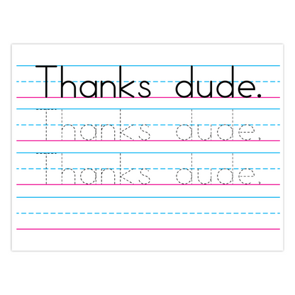 "Thanks dude." Hand-writer Folded Thank You Notes