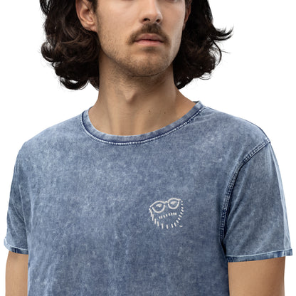 "Hipster Glyph" | Embroidered Denim T-Shirt |  Limited Edition